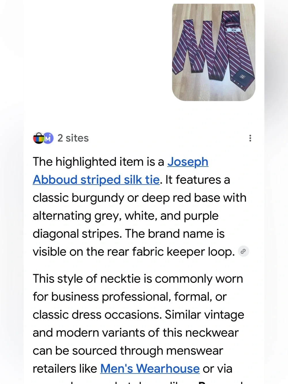 #3082* Joseph Abboud Burgundy Tie with Navy and White Stripes